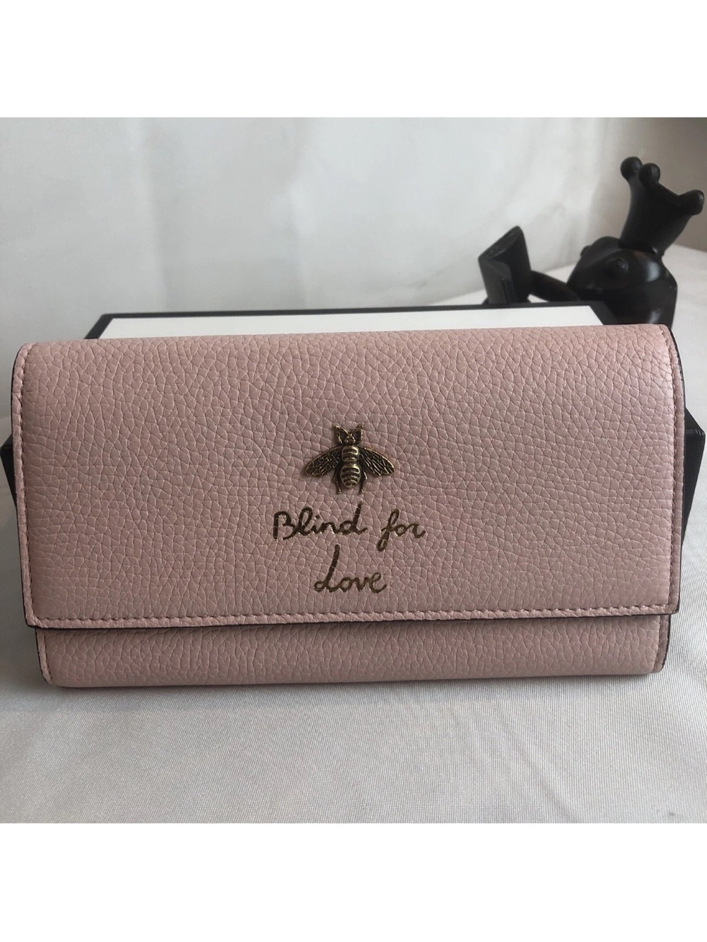 Gucci Animalier Continental  Long Wallet Bee Blind For Love Pink